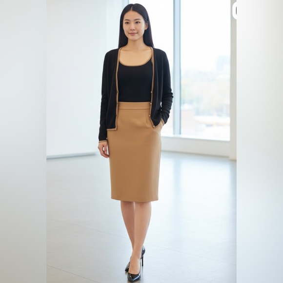 2 Piece Finity Studio s/m Black tank & sweater with Golden Tan trim - Picture 9 of 9